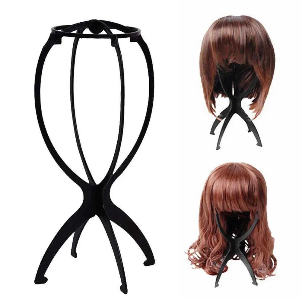 Portable Folding Wig Stand, Plastic Mannequin Head Holder for Hat & Hair Display   Adjustable 36x16Cm Wig Display Tool