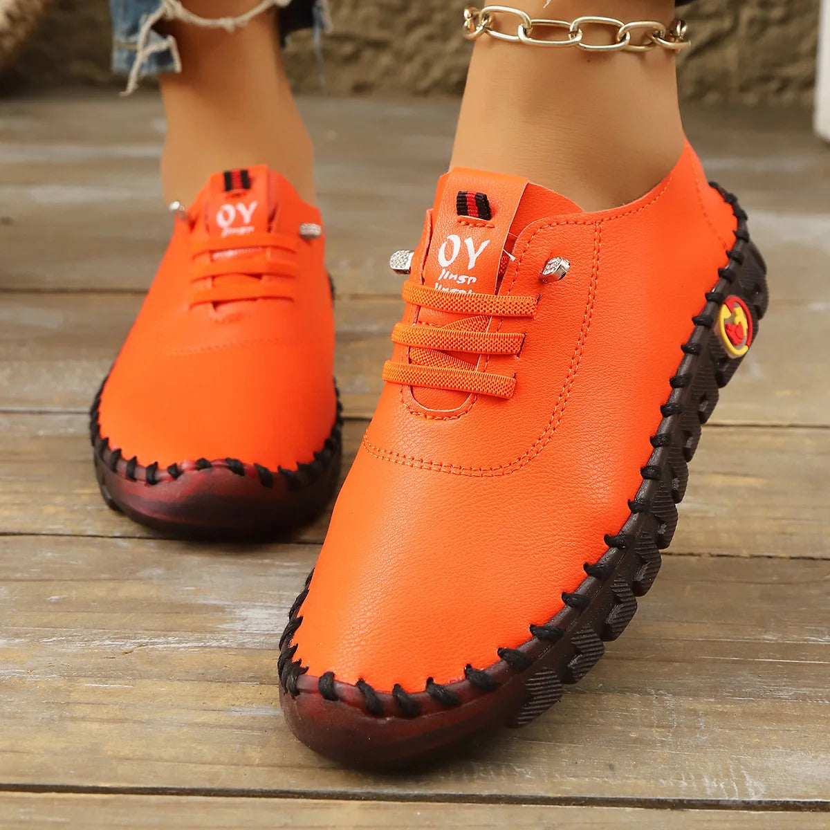 Casual Hand Sewn Women's Single Shoes Soft Bottom Cow Tendon Autumn New Style Comfortable Breathable Wear Resistant Mom Shoes