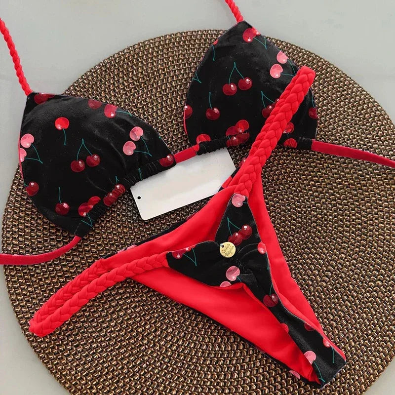 Swimwear Women Leopard Printed Sexy Bikini Set Striped Beachwear Summer Swimsuit Two-pieces Thong Bathing Suit Biquinis