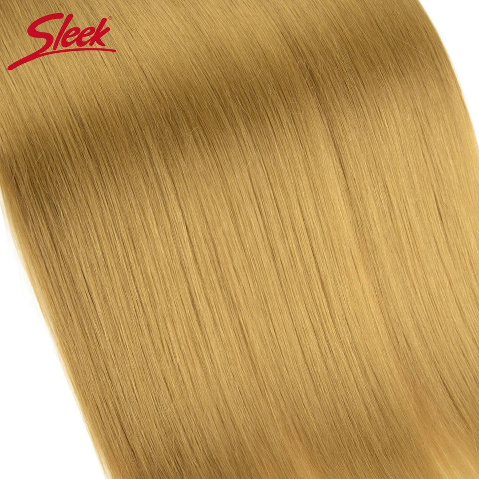 Sleek Peruvian Straight Human Hair Double Drawn Natural Human Hair Weave Bundles Natural Brown #27 #613 Remy Human Hair Bundle