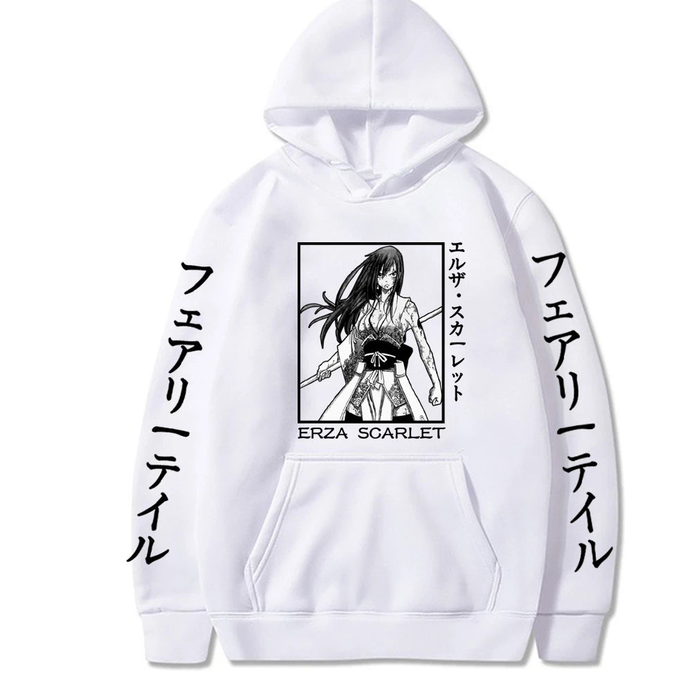 Fairy Tail Print Anime Men's Hoodie Erza Scarlet Clothes Tops Men's Loose Sweatshirts Hip Hop Streetwear Harajuku Male Pullover