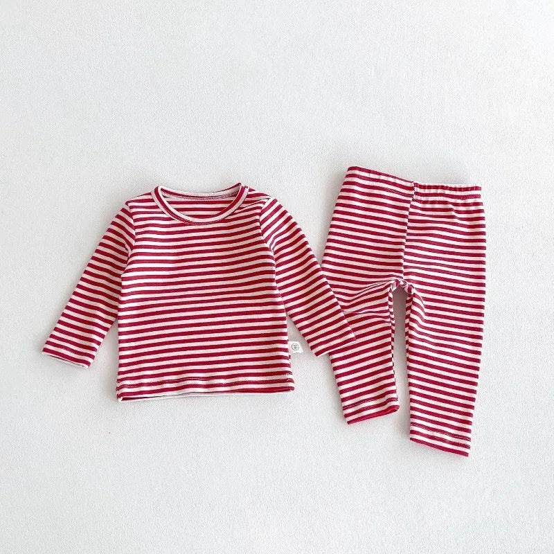 Baby Girl Boy Autumn Winter Christmas Cute Sleeveless Bodysuit Long Sleeve Striped Top Pants Infant Bibs Newborn Clothes B6091