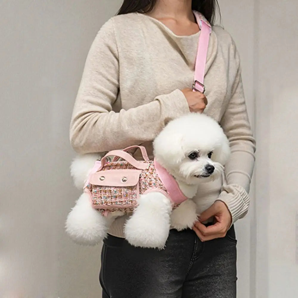 Stylish Dog Horizontal Backpack Elegant with Leash Handle Pet Traction Backpack Breathable Edge-wrapped Cat Carrier Bag Travel