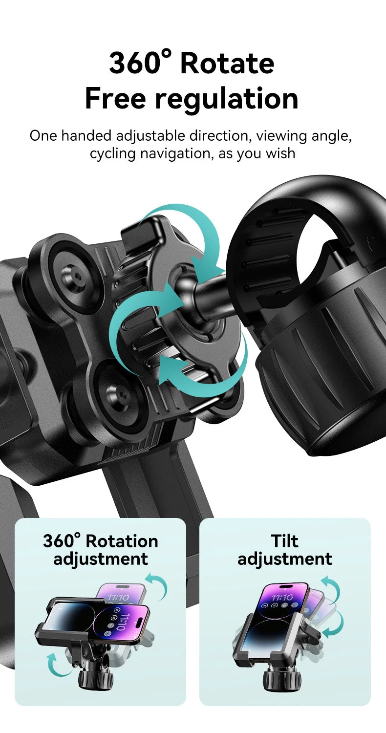 New Motorcycle Phone Mount with Vibration Dampener - 30s Tool-Free Install & Quick Lock, Universal for Bike/MTB, Fit 4-7" Phones