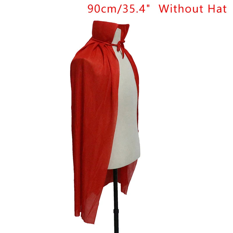 Halloween Costume For Men Woman Kids Female Girl Boy Adult Death Scary Devil Role Red Black Witch Vampire Long Cape Cloak Hooded