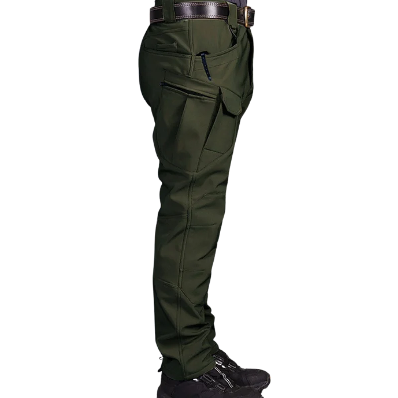 TRVLWEGO Men Winter Waterproof Climbing SkiingTrekking Fleece Fishing Tactical Sharkskin Cargo Pants Camping Hiking Trousers