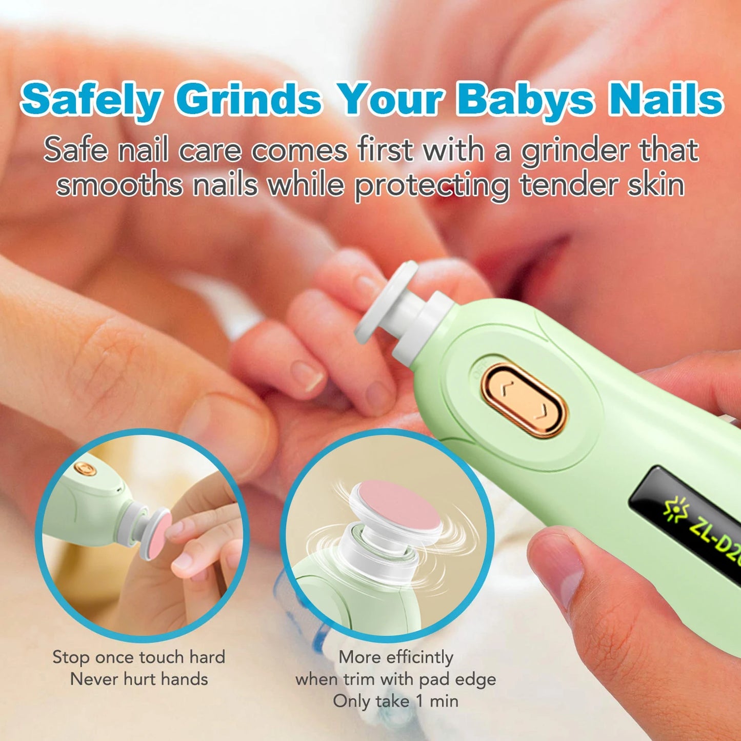 Baby Electric Nail Trimmer Kid Nail Polisher Tool Baby Care Multifunctional Fingernail Cutter Trimmer Infant