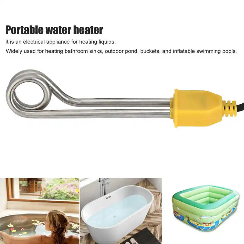 600W/1000W/1200W/1500W Instantaneous Water Heater Immersion Electric Water Heated Boiler for Kitchen Bathroom Swimming Pool