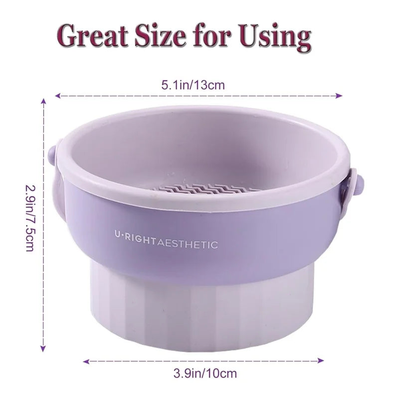 Makeup Brush Cleaner Mat 3 in 1 Silicone Washing Bowl with Brushes Scrubber Foldable Powder Puff Cosmetic Sponge Drying Tools