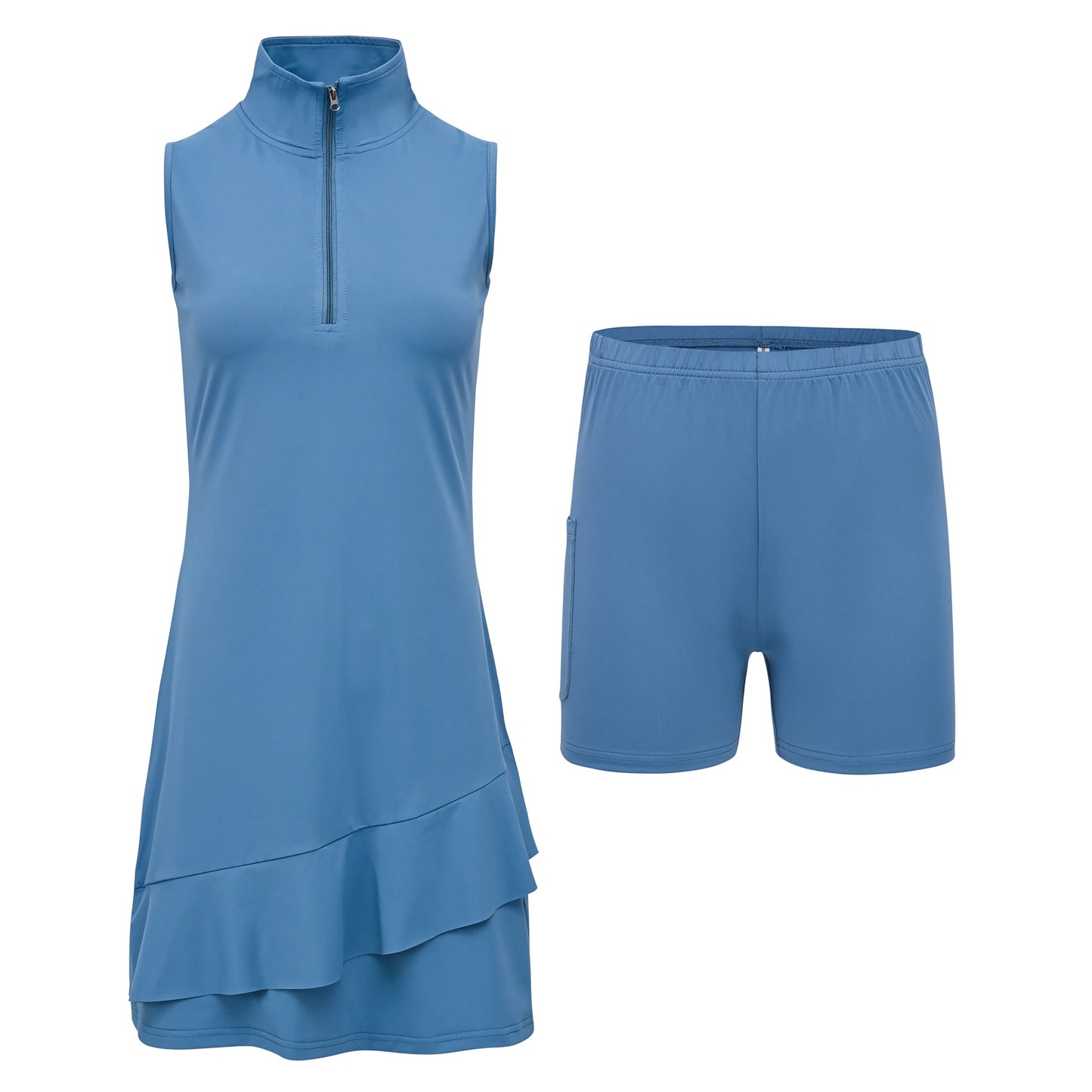 2Pcs Women Sleeveless Tennis Dress with Shorts, Breathable Golf Tennis Tank Skirt for Summer Sports Casual Wearing