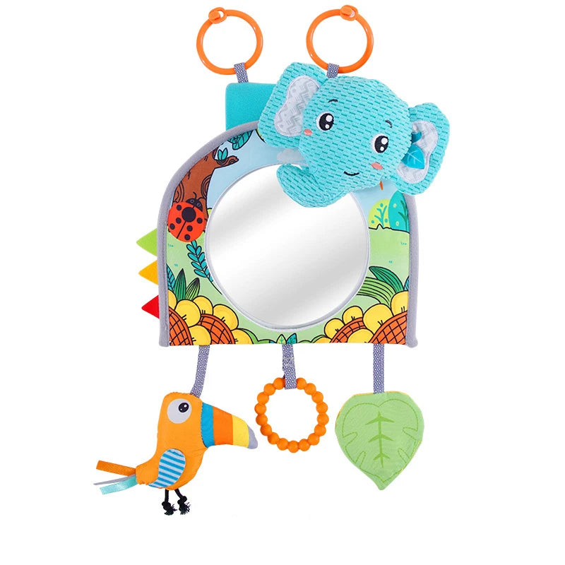 Baby Mirror Car Seat Toys Rear Teether and Crinkle Pape Fun Travel Infant Tummy Time Toys Babies Carseat Toy for Newborns Gifts