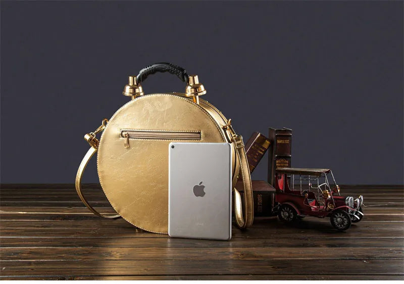 New Trendy Luxury Purses and Handbags for Women Vintage Clock-shaped Bag Round Shoulder Crossbody Tote Bag