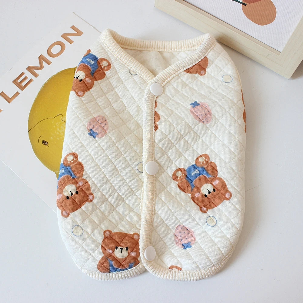 Cotton Pet Open Cardigan For Small Medium Dogs Cats Winter Warm Dog Clothes Teddy Bichon Cute Dogs Vest Pet Apparel