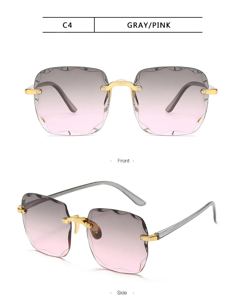 1/3PCS Square Rimless Sunglasses Women Luxury Brand Designer Summer Red Glasses Fashion Sun Glasses For Men UV400 Shades Oculos