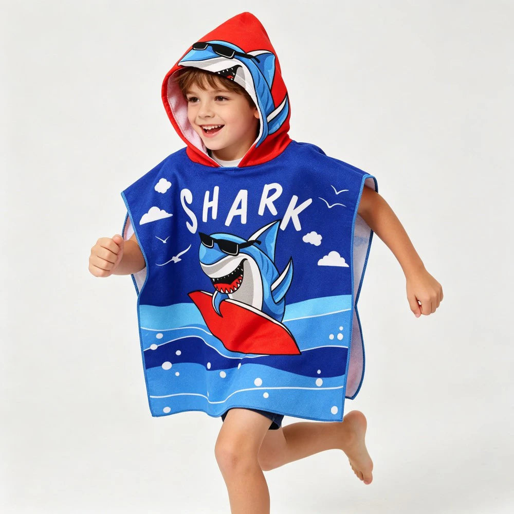 Children Bathing Stuff Kids Hooded Cape Towel Boy Cartoon Bathrobe Baby Swimming Towel Girls Unicorn Beach Towel Wrap Blanket
