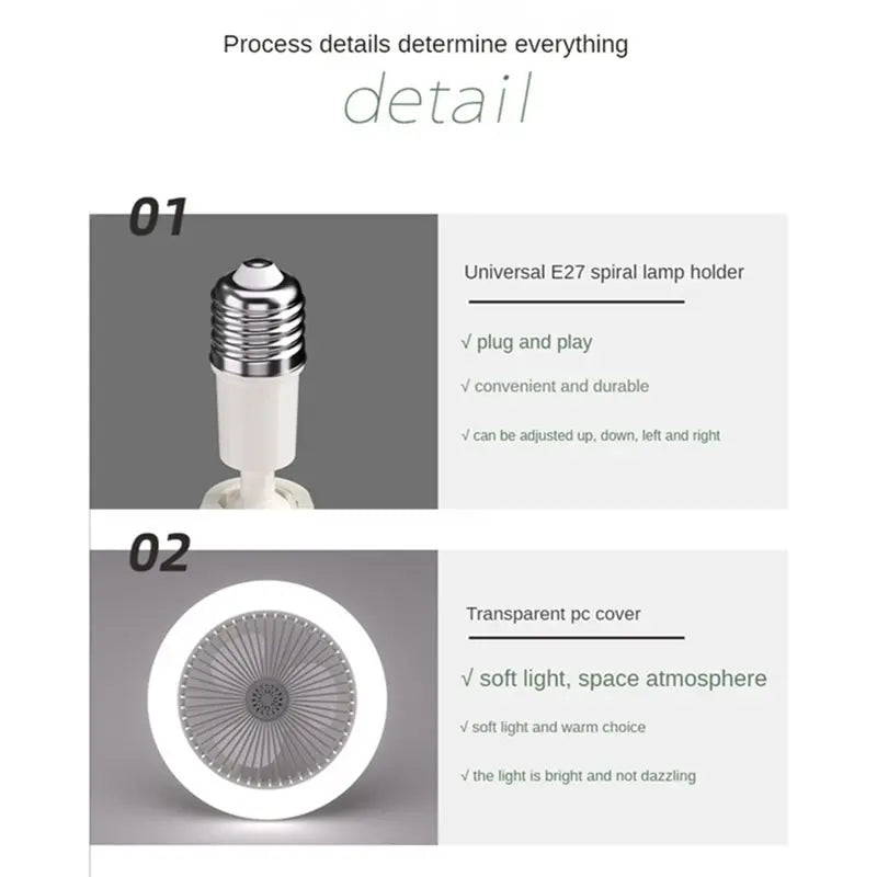 [B25B!】 Ceiling Fan With Remote Control And Light 30W LED Lamp Fan Smart Silent Ceiling Fan E27 Converter Base