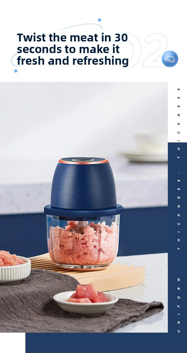 TINSOL 350ML Food Chopper Electric Meat Grinder Garlic Masher USB Multifunction Slicer Blender Kitchen Food Processor