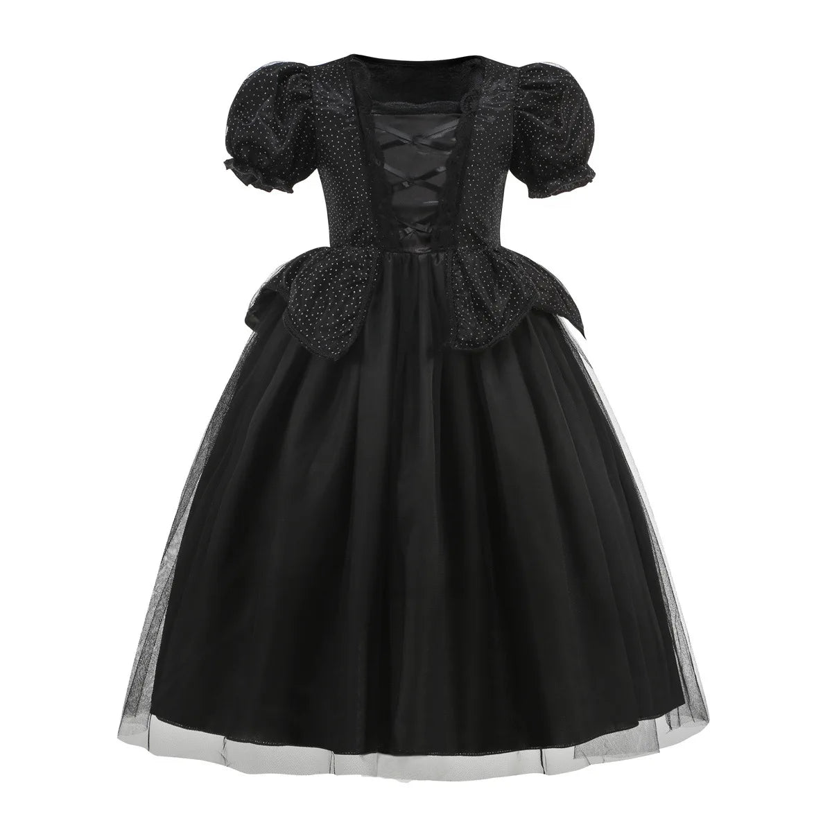 Halloween Costume For Kids Black Witch Dress Fancy Role Playing Costume Carnival Party Stage Performance Girls Gown Outfit
