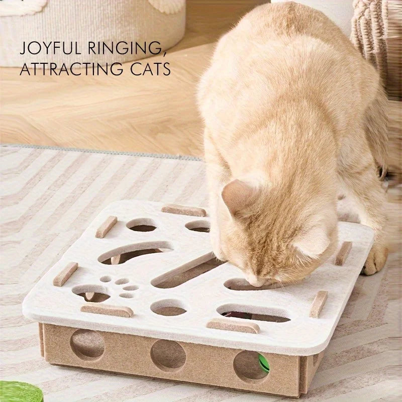 Cat Self-Entertainment Boredom Buster: Interactive Maze Box with Scratching Board Cat Tree and Sound Toy for Different Scenarios