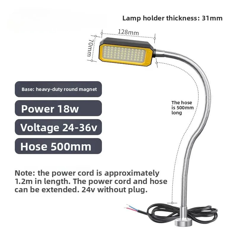 18W/25W LED Machine Tool Work Light With Strong Magnetic Extended 50-80cm flexiable Hose 24V/220V Lathe Punch MachineTable Lamp