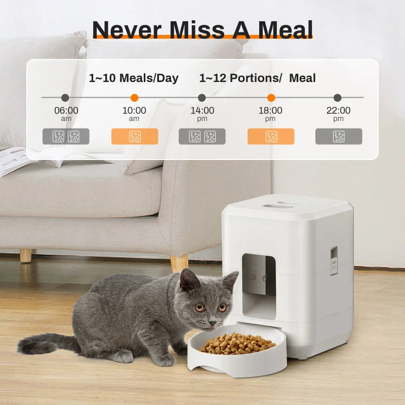 2L Wireless Automatic Pet Feeder Smart Cat and Dog Food Dispenser App Controlled Slow and Quantitative Feeding Cat Accessories