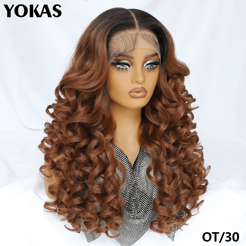 Lace Frontal Wigs 13X6 Synthetic Curly Lace Frontal Wigs With Bangs For Afro Women Pink Blonde Women Wigs With Baby Hair Latisha