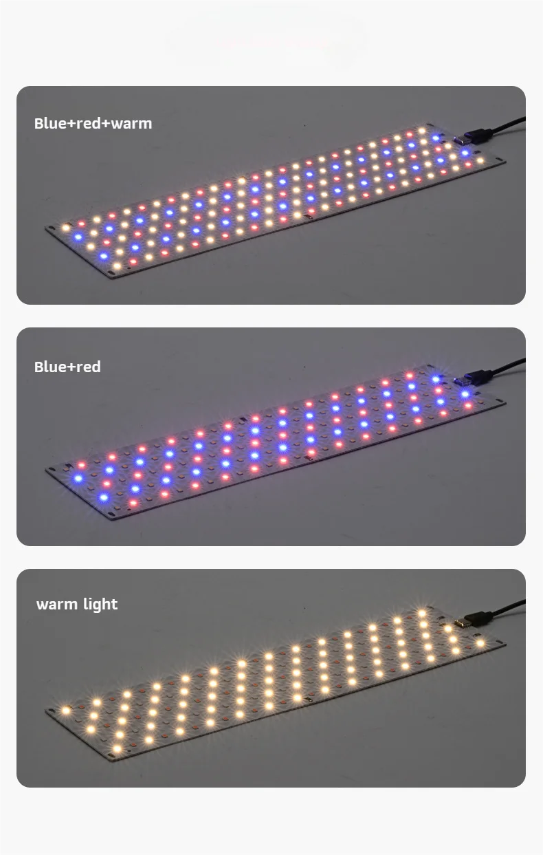 LED Plant Grow Light Quantum Board Full Spectrum USB Panel Lamp for Indoor Greenhouse Nursery Hydroponic Succulent Seedling Use