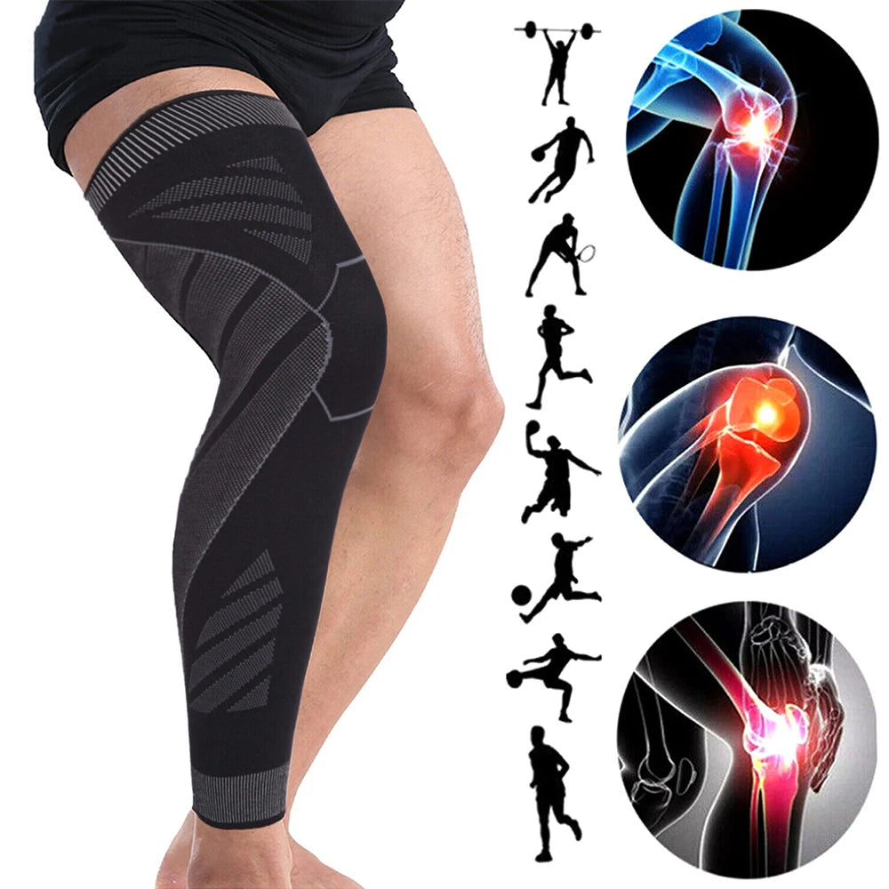 1/2Pcs Sport Full Leg Compression Sleeves Knee Brace Support Protector for Weightlifting Arthritis Joint Pain Relief Muscle Tear