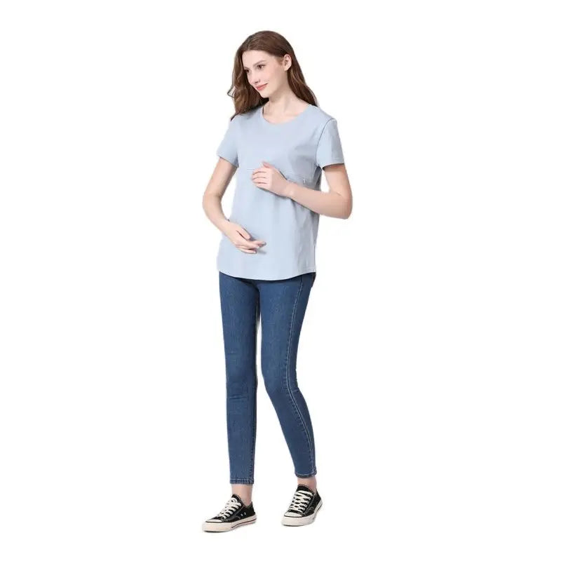 Emotion Moms Summer Invisible Zipper Pregnancy Maternity Top Lactation Clothing Breastfeeding For Pregnant Women Big Size