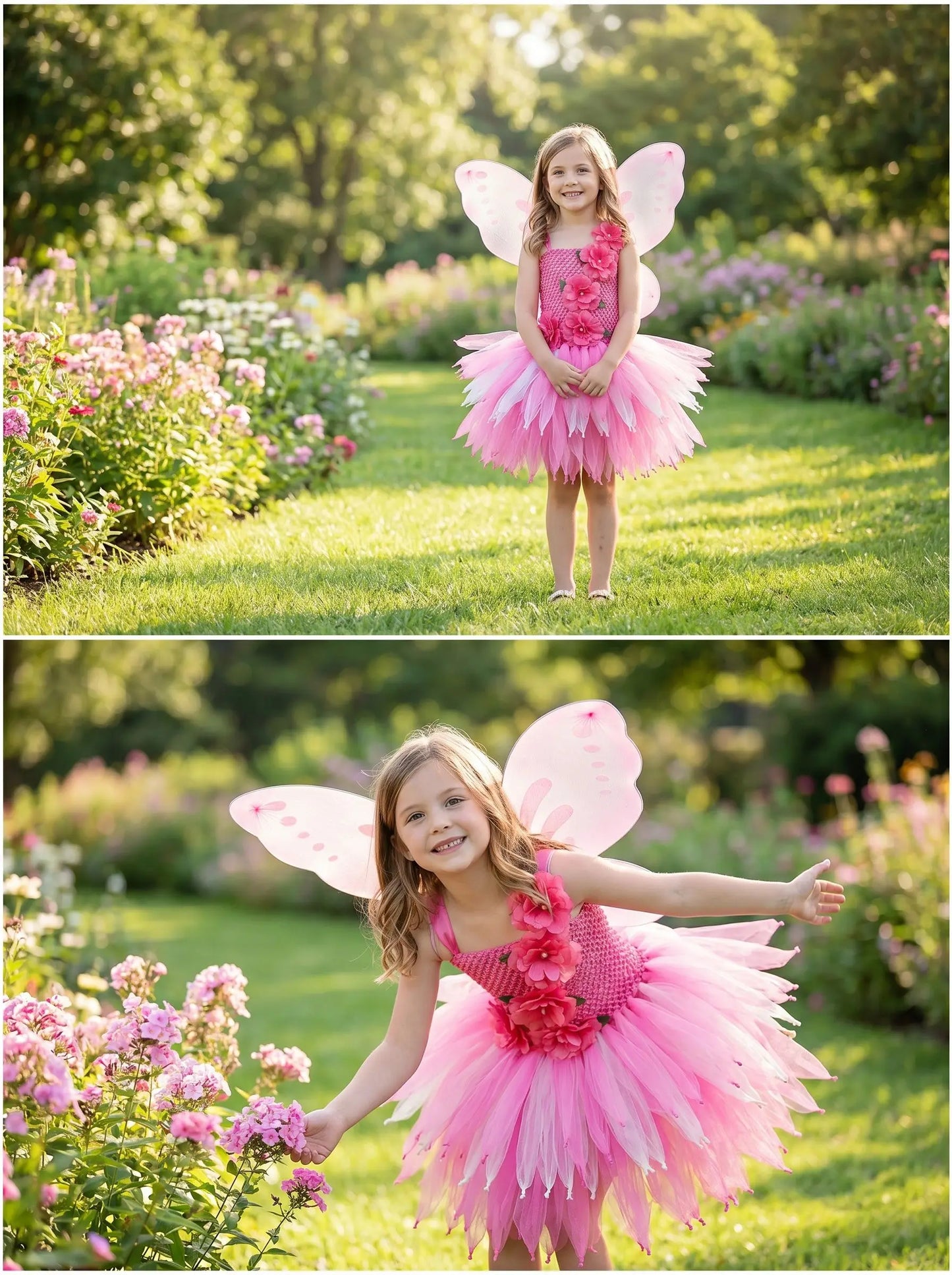 Girls Fairy Costume Princess Dress Kids Butterfly Wing Outfit Tulle Dress Halloween Birthday Party Fancy Dress Carnival Pageant
