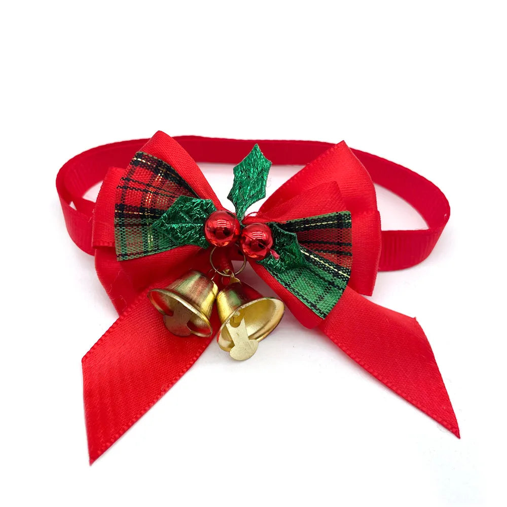 50/100pcs Christmas Pet Grooming Dog Accessories Small Dog Bowties Neckties Xmas Puppy Dog Collar Accessories Christmas Necktie