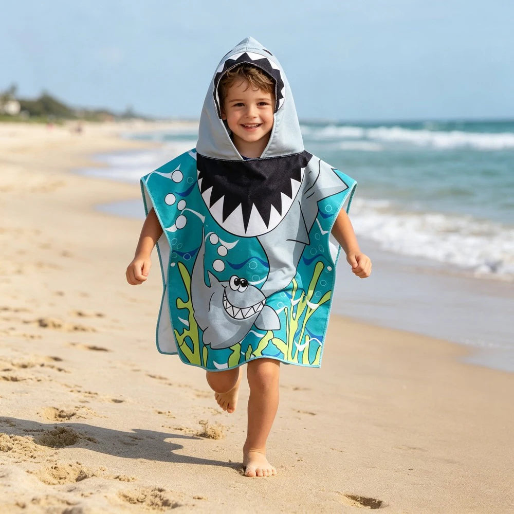 Children Bathing Stuff Kids Hooded Cape Towel Boy Cartoon Bathrobe Baby Swimming Towel Girls Unicorn Beach Towel Wrap Blanket
