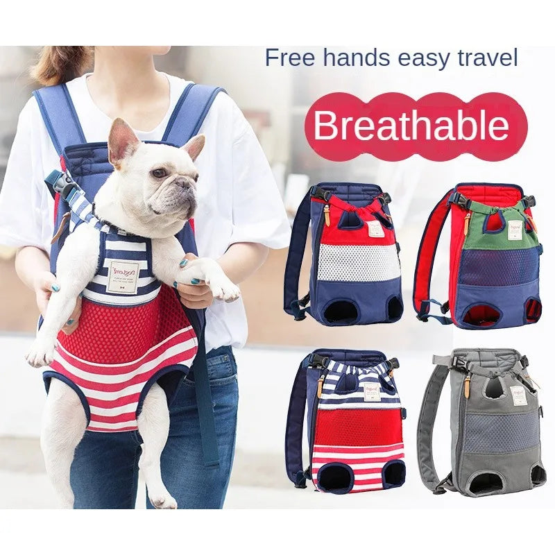 Internet Celebrity Pet Backpack Breathable Canvas Cat Bag Portable Travel  Bag  French Bucket Dog Backpack  Pet Supplies Outdoor