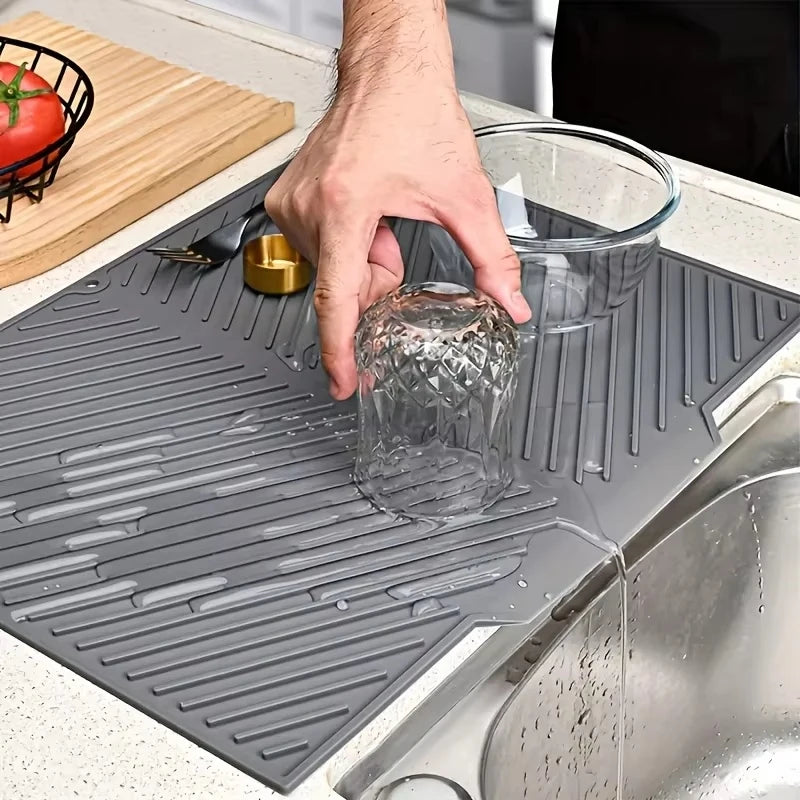 Silicone Wave Drying Mat Non Slip Dish Drainer Pad Heat Resistant Foldable Kitchen Table Placemat for Countertop Insulation