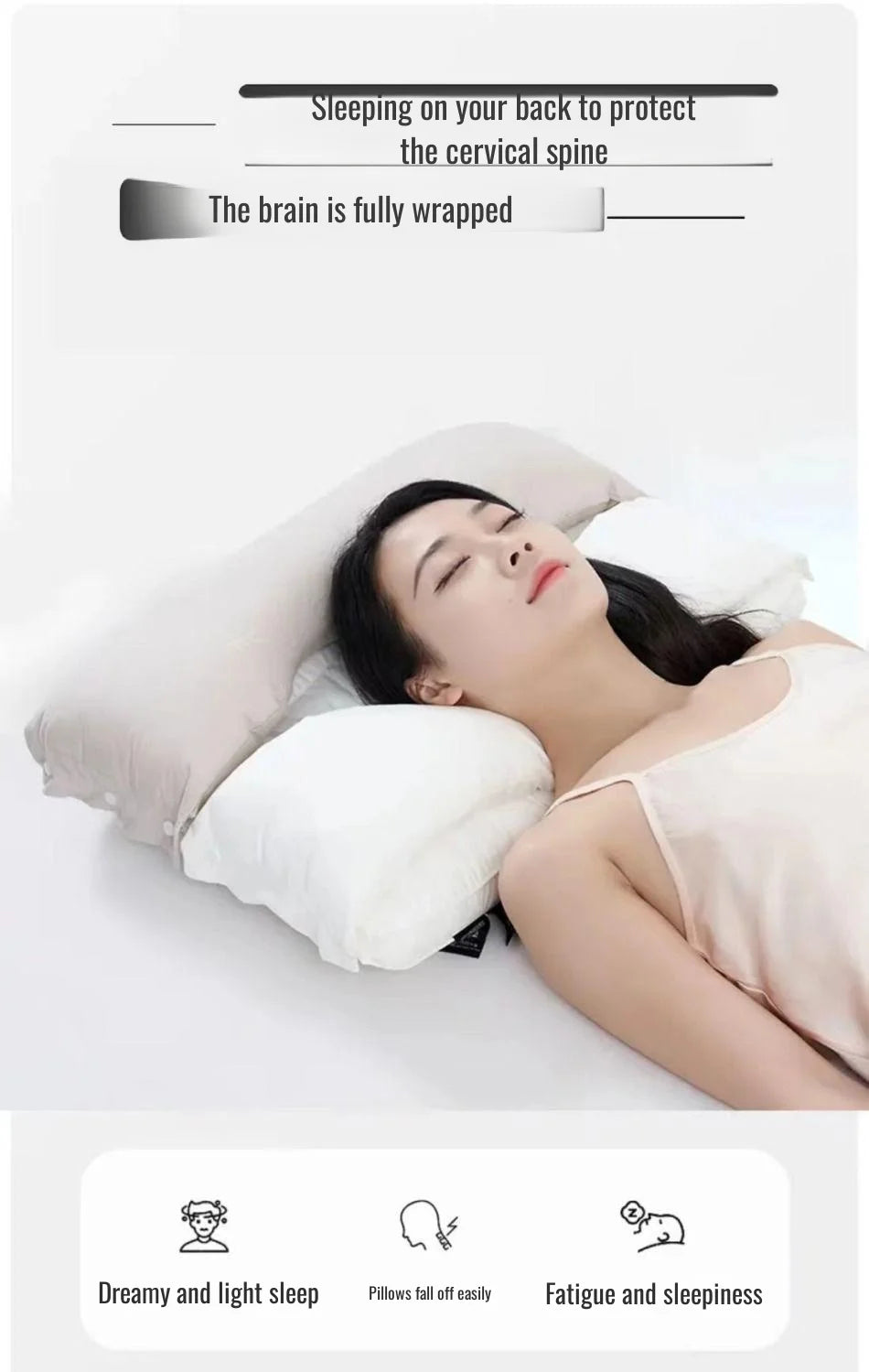 Cotton Two-Way Relaxing Neck Support Pillow, No Pressure On Face And Ears, Help Sleep Pillows