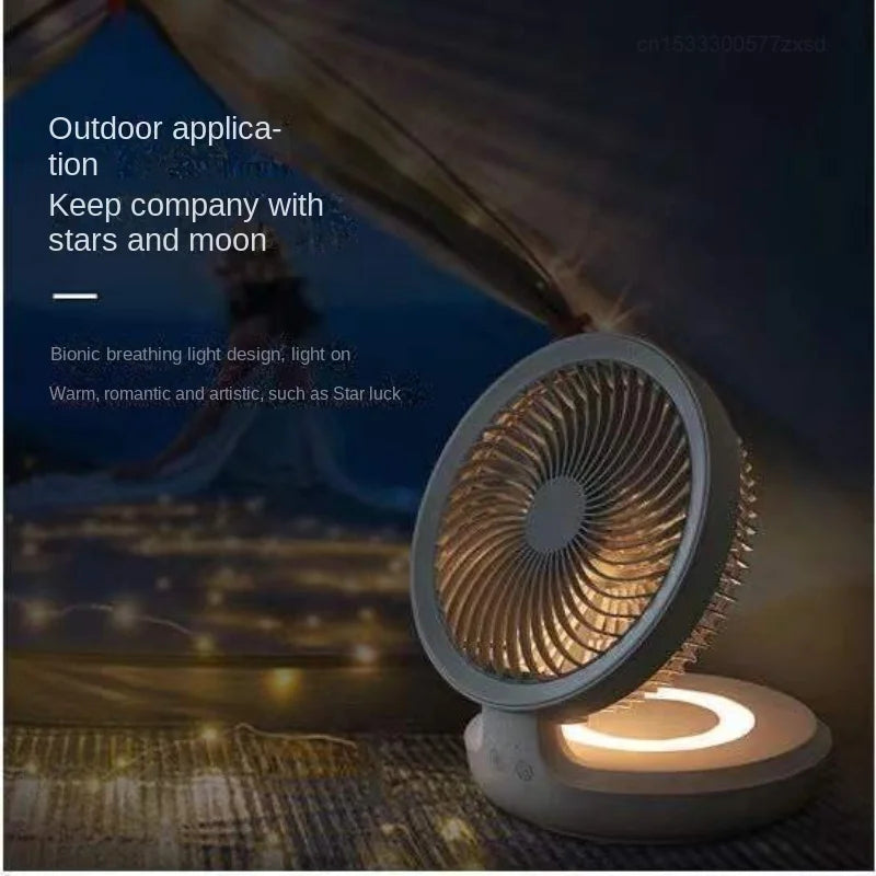 Edon Air Circulation Fan Wireless Suspended USB Rechargeable Night Light Touch Control 4 Wind Speed Folding Electric Fan