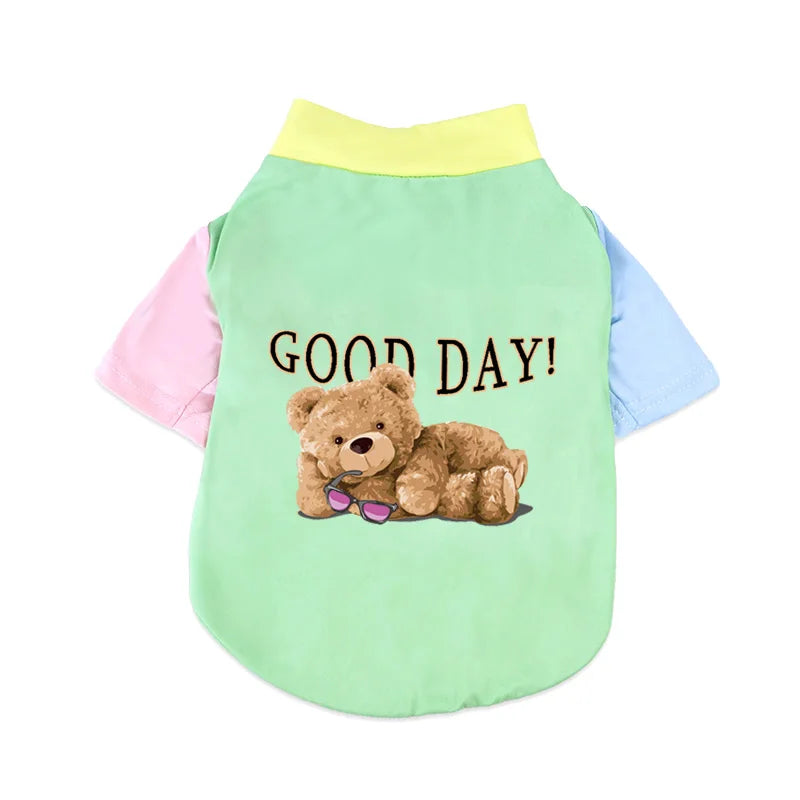 1 PC Pet T-Shirt, Cats & Dogs Soft Pure Cotton Teddy Bear Dopamine Vest. Shih Tzu, Siamese Cat Little Pet Daily Outfit