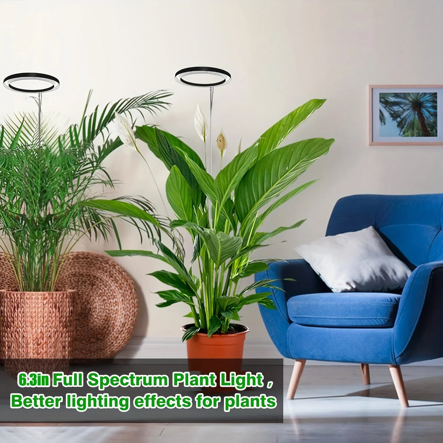 HOMEFISH 1 pc Height Adjustable LED Grow Light Plant Growing Lamp Full Spectrum with 3 Timer for Indoor Large Plants