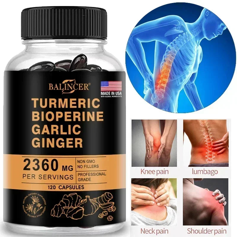 Turmeric 2360 Mg with Garlic Curcumin Black Pepper for Better Absorption, Joint Flexibility, Digestion, 120 Veggie Capsules