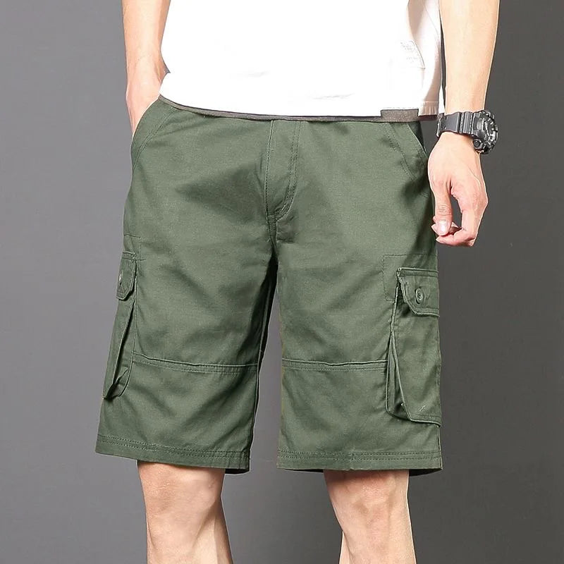 Summer Fashionable Sports Pure Cotton Straight Leg Multi-pocket Cargo Shorts Men's Casual Loose Plus Size High Quality Shorts