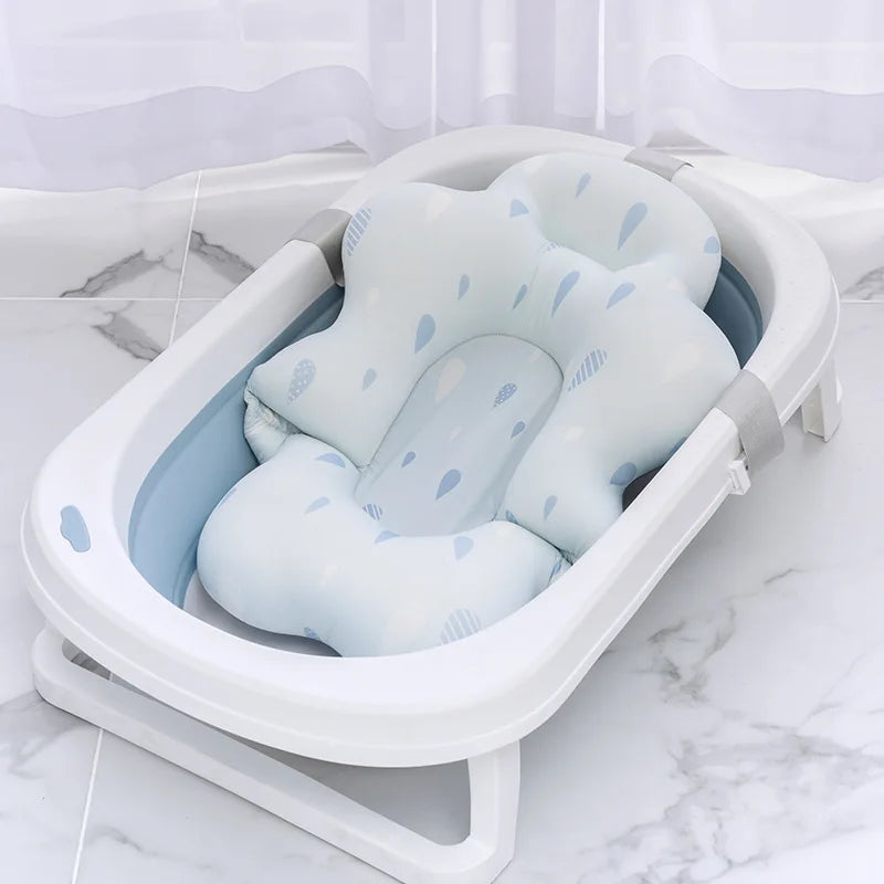 Newborn Bathtub Pad Ajustable Baby Bath Support Seat Mat Shower Cushion Foldable Baby Bath Seat Floating Security Water Pad