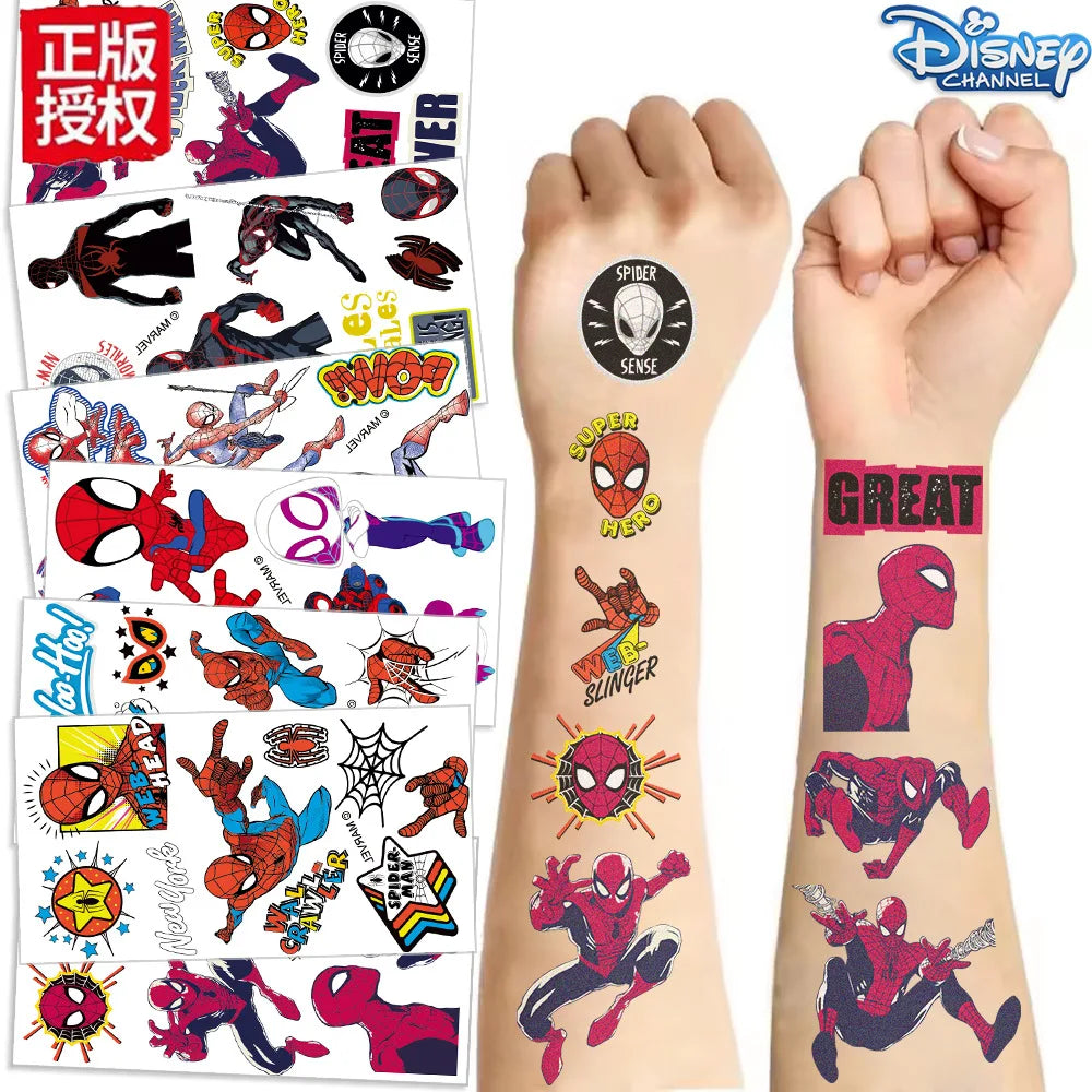 10Pcs/set Marvel Cartoon Spider Man Temporary Tattoo Stickers Cute Spider Man Tattoo For Funny Birthday Party Gifts
