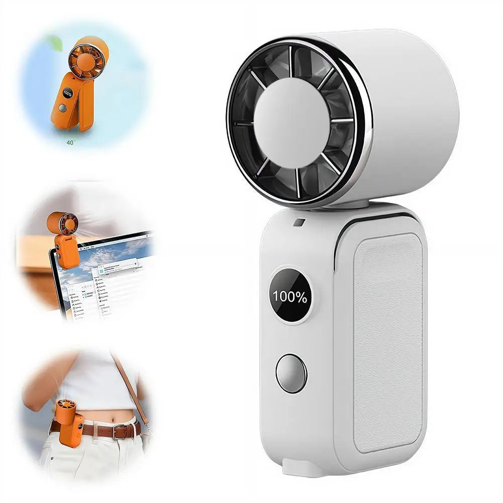 Portable Handheld Mini Fan Foldable Cooling Fans 5 Speed USB Rechargeable Fan with Phone Stand And Digital Display Screen