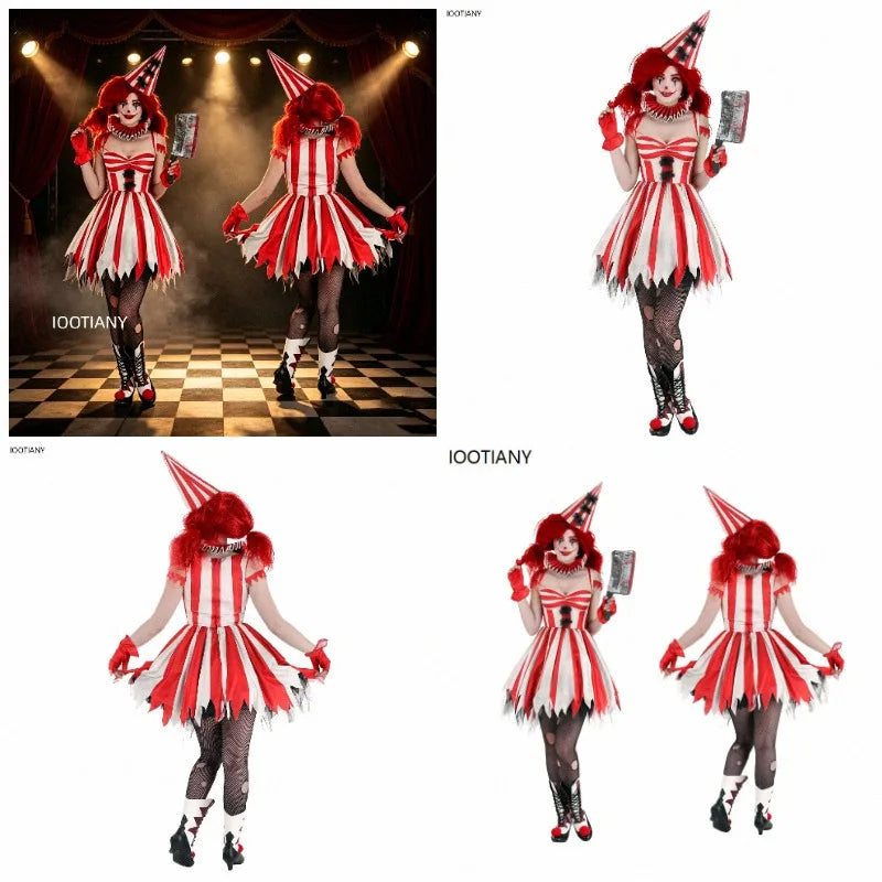 Halloween Horror Clown Cosplay Costumes Anime Cartoon Circus Women Clowns Fancy Dress Carnival Party Stage Show Dresses Up 2026