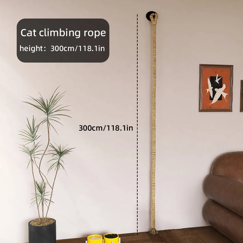 1pc wall-mounted cat scratcher with sisal rope, climbing ladder & play rope. Perfect indoor cat toy for all sizes