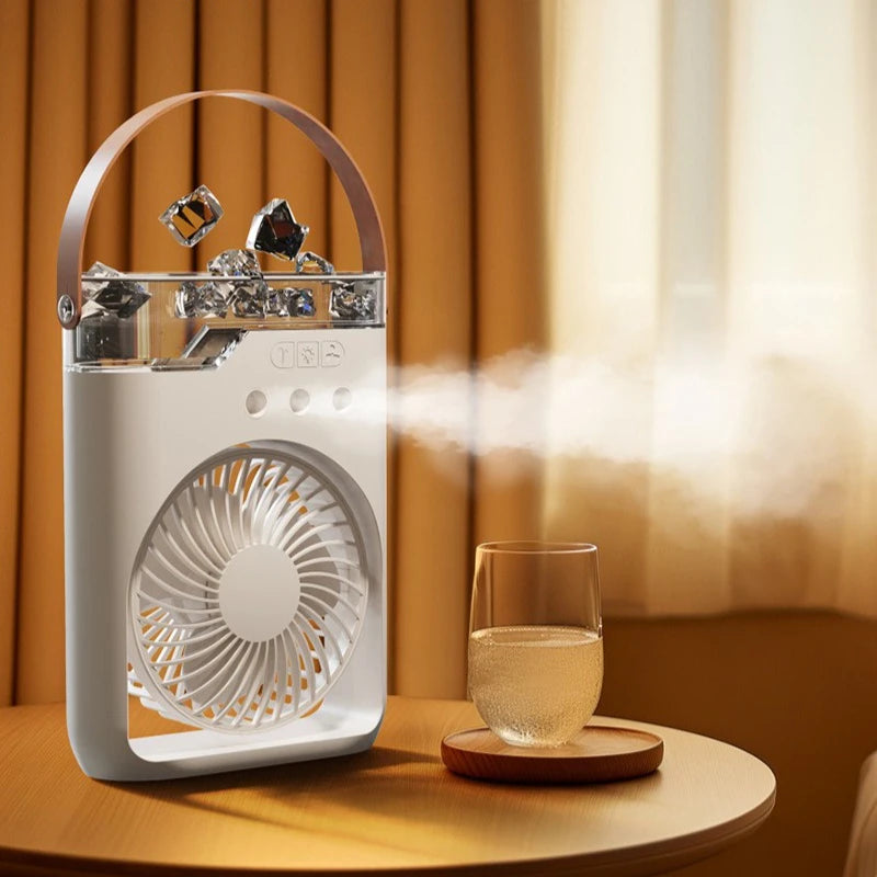 Camping Essential Oil Air Cooler Outdoor Portable Misting Fan with Interchangeable Fragrance Pads,Compact Desktop Cooling System