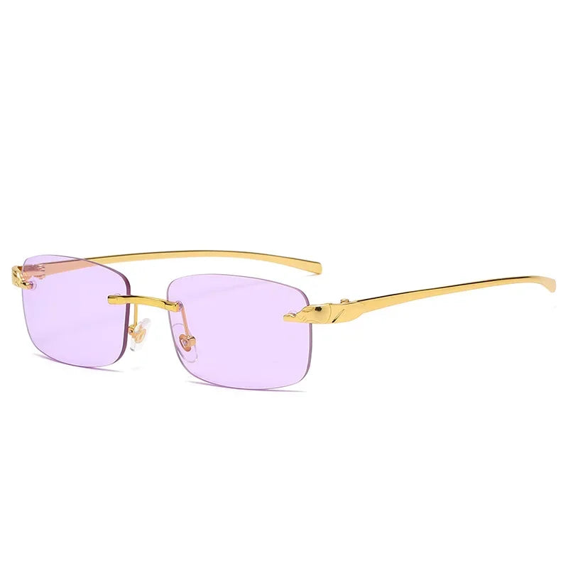 Fashion Vintage Rimless Square Sunglasses Women Men Luxury Brand Designer Popular Travel Driving Metal Small Sun Glasses