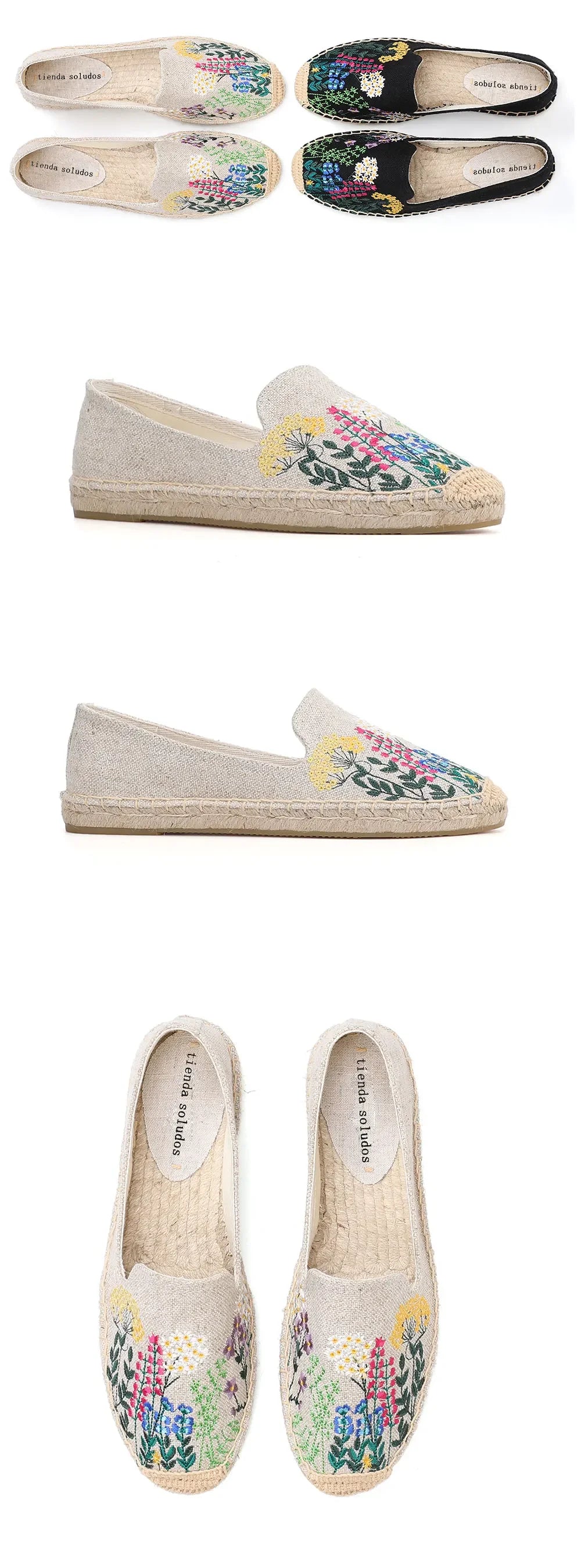 Women's Casual Flats Shoes with Embroidered Hemp Flat Platform Round Toe Spring/Autumn Comfortable
