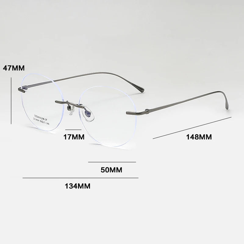 Dsnietp Frameless Reading Glasses Men Round Anti Blue Light Photochromic Prescription Rimless Glasses Women Multifocal Eyewear
