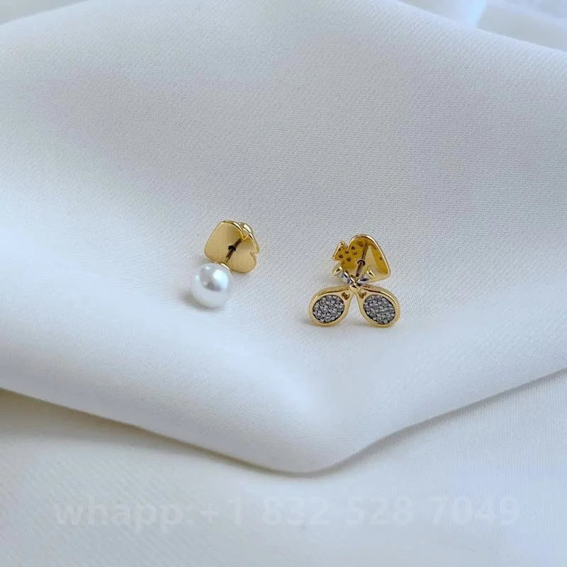 1:1 KS Jewelry Gold Stud Earrings For Women Fashion Jewelry Birthday Gift